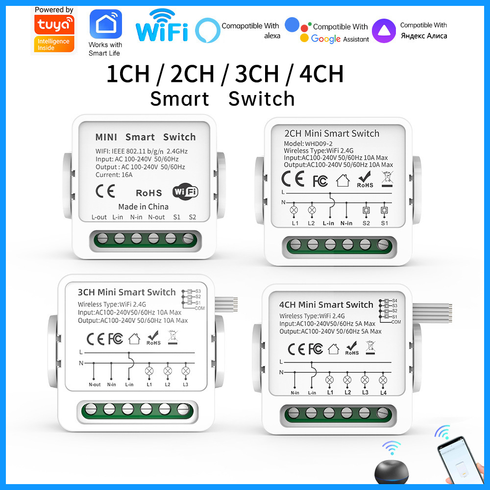 Smart Home Lighting Control - Tuya WiFi Akıllı Anahtar 1/2/3/4 Düğmeli