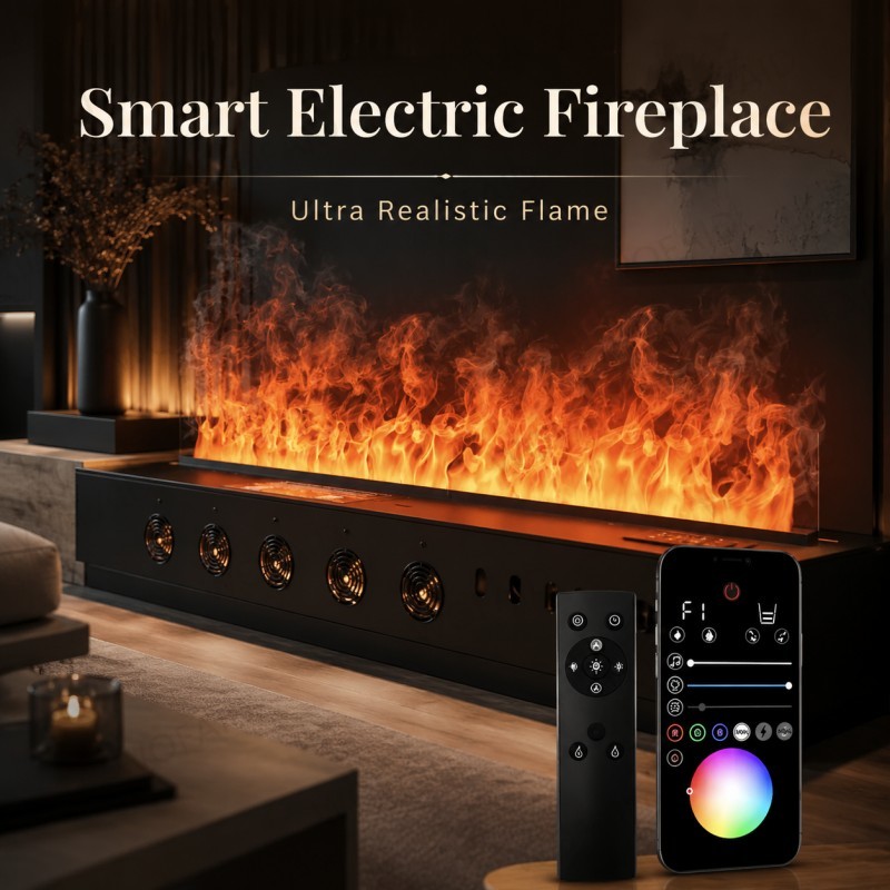 Smart Home Simulation - Minimalist Duvar Şöminesi Lüks Akıllı Şömine